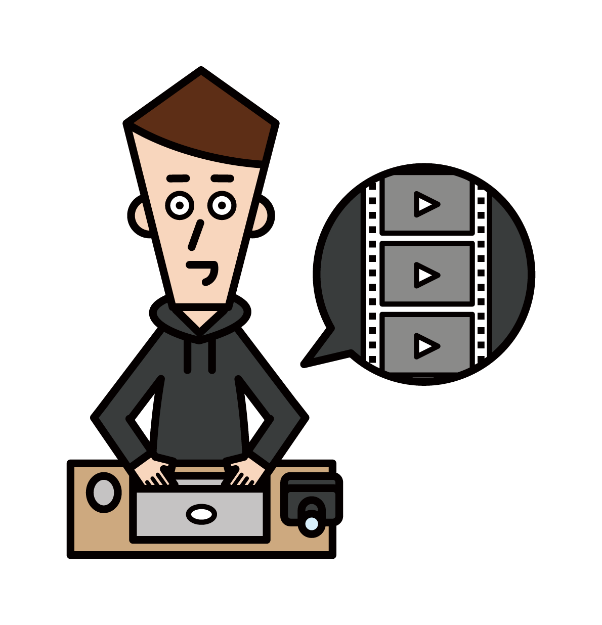 Illustration of a video creator (male)