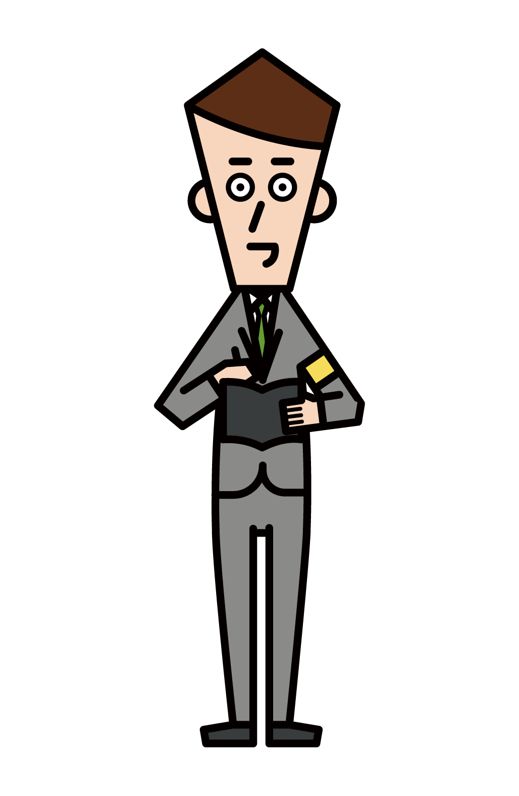 Illustration of a newspaper reporter (male)