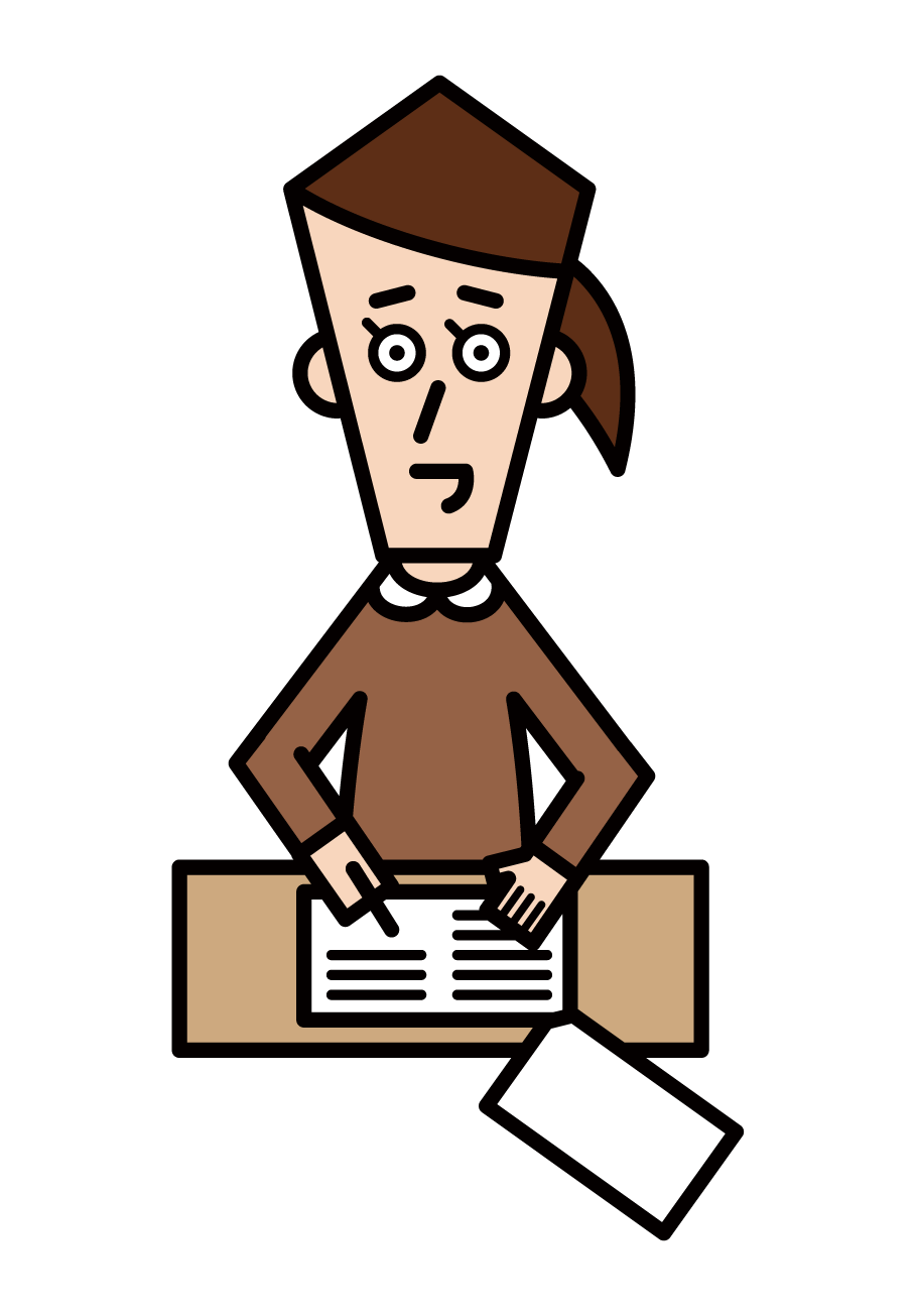 Illustration of a proofreader (female)