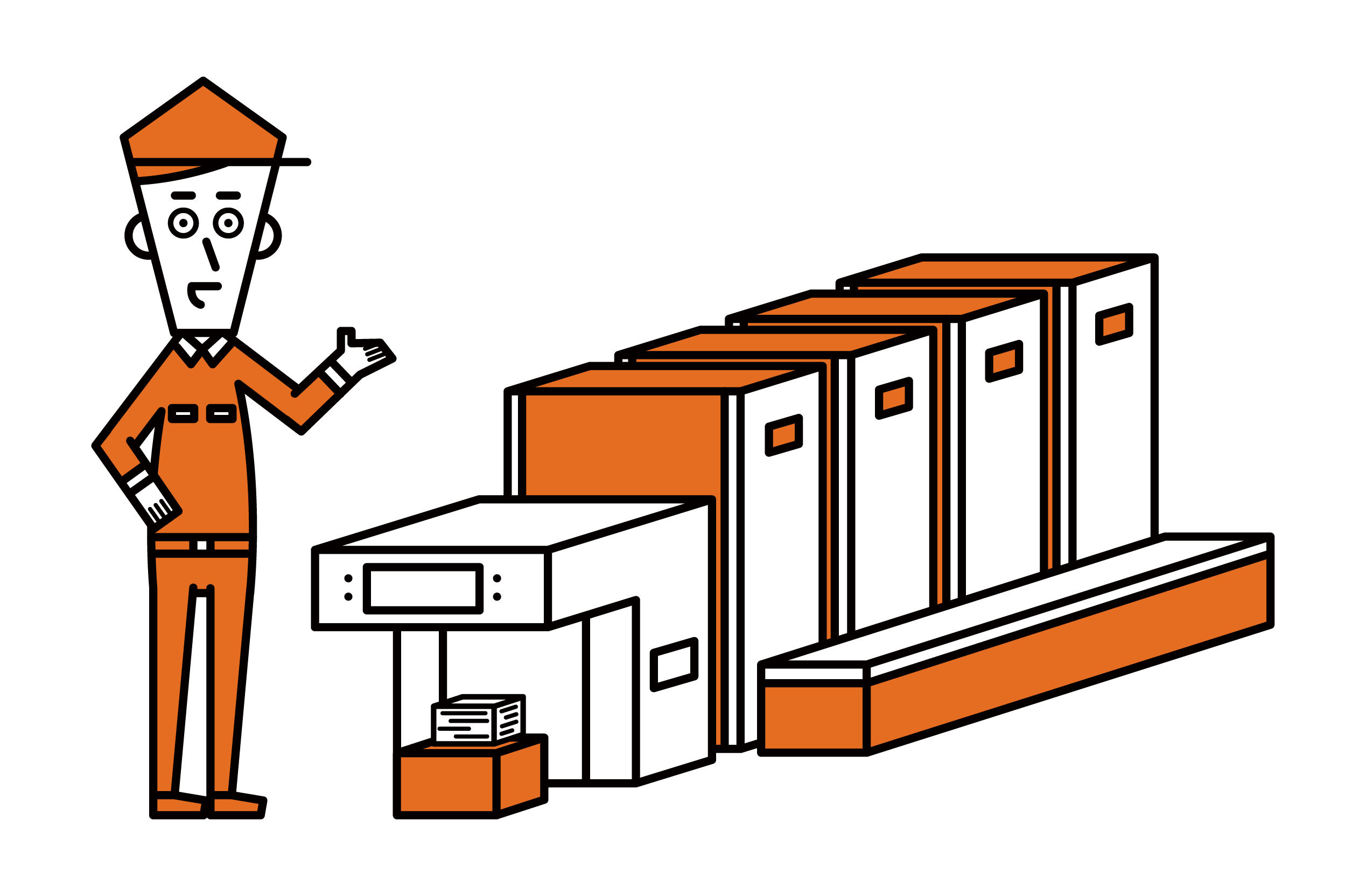 Illustration of a male employee of a printing company