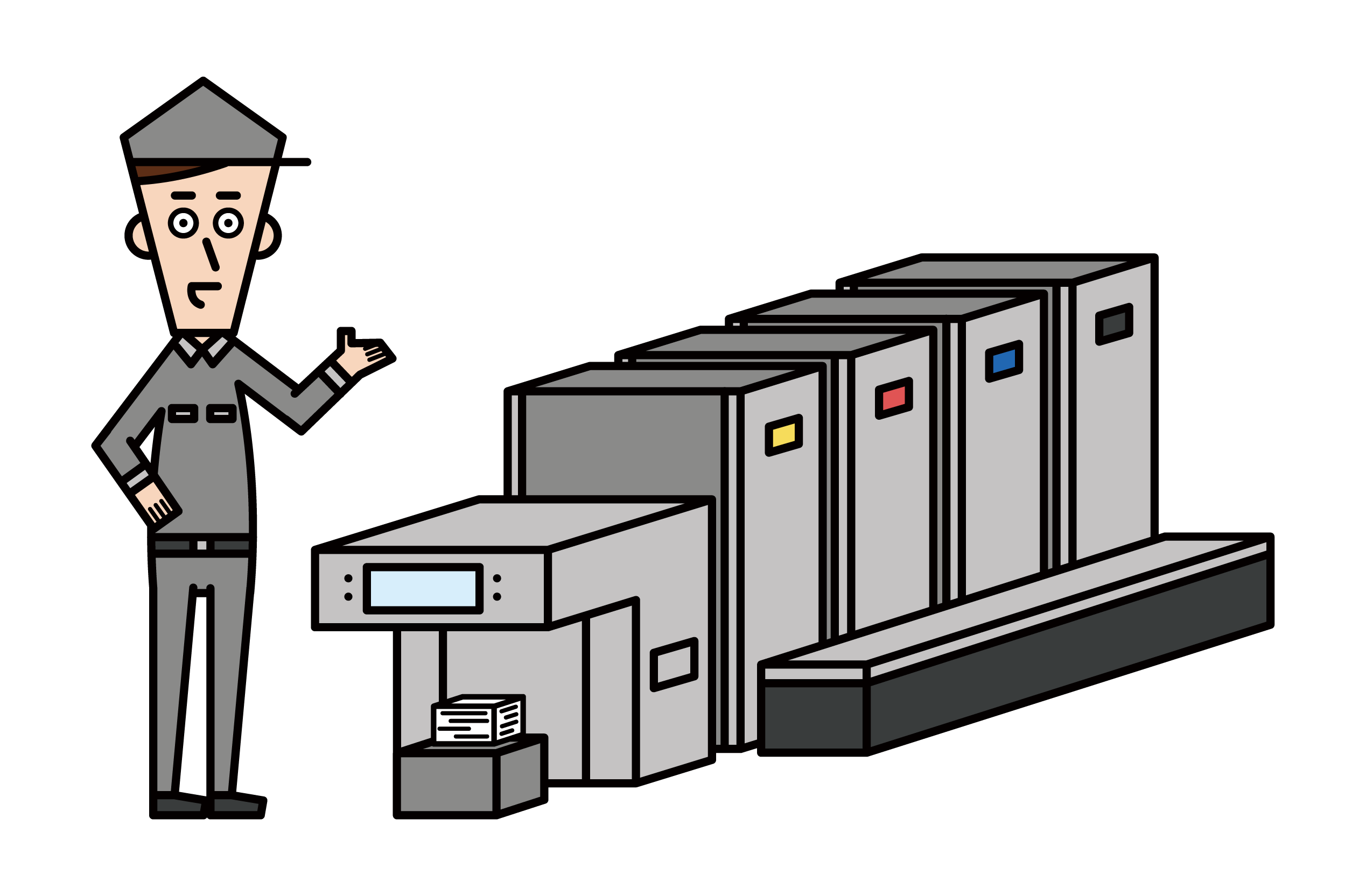 Illustration of a male employee of a printing company