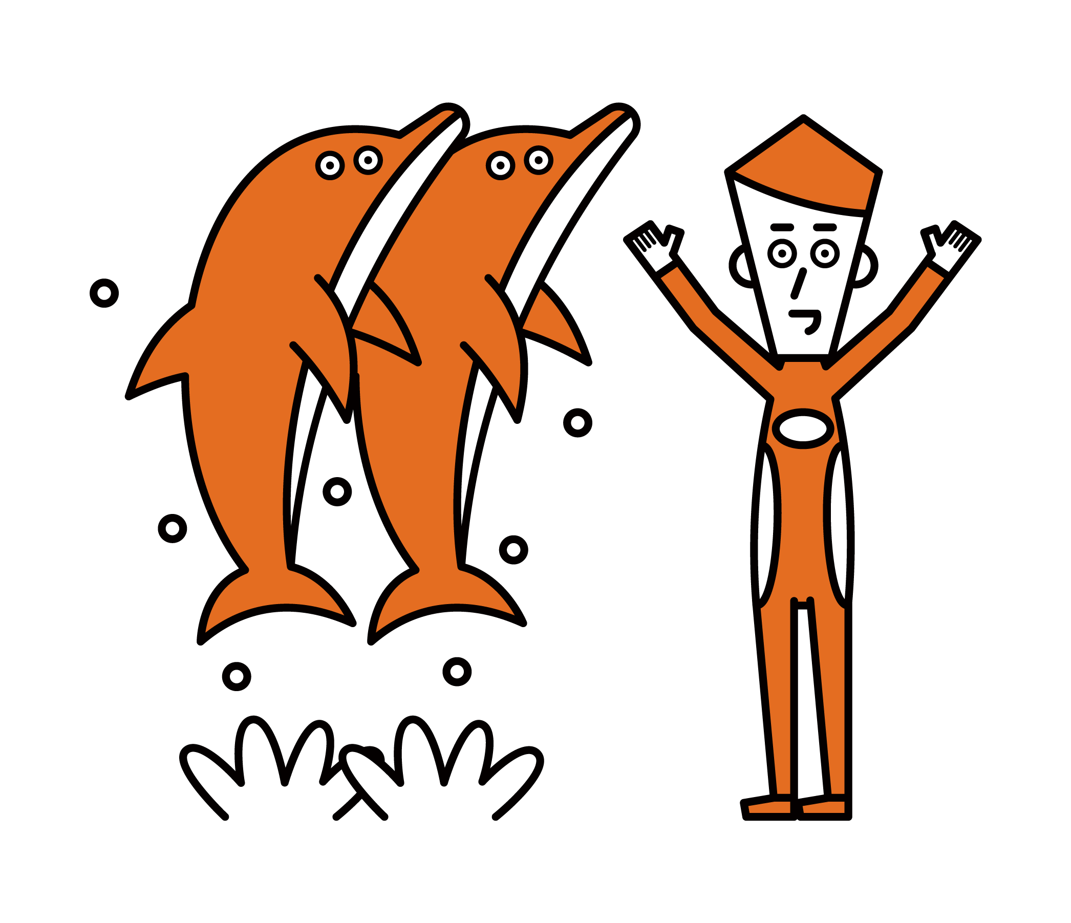 돌고래 트레이너의 삽화 (남성)