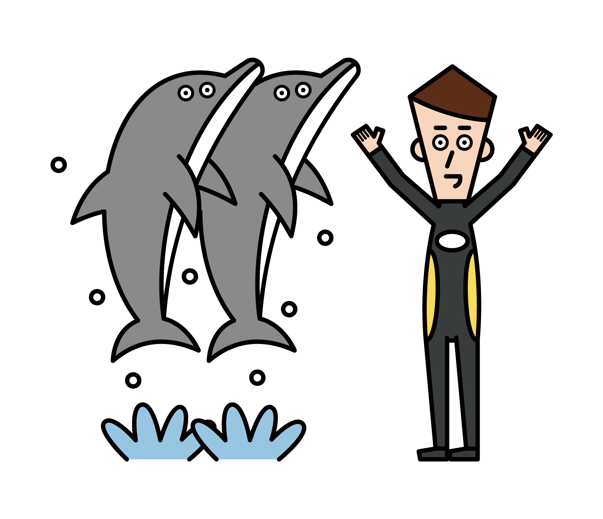돌고래 트레이너의 삽화 (여성)
