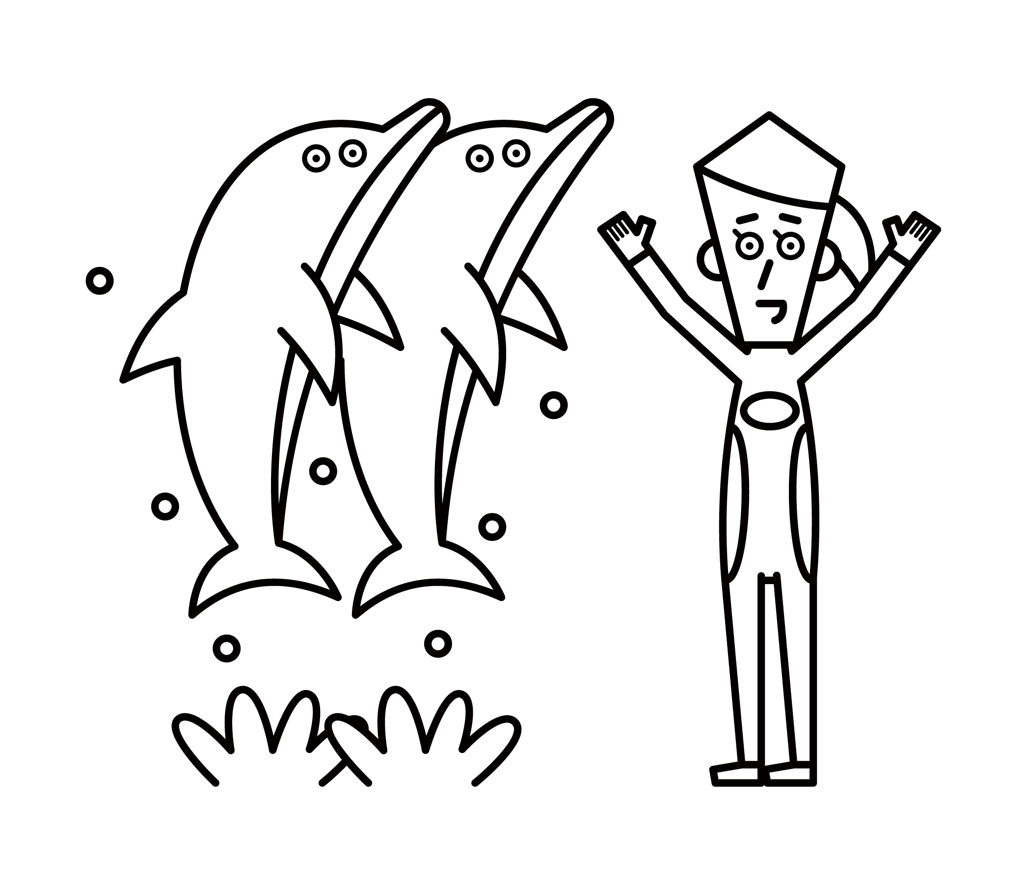 돌고래 트레이너의 삽화 (여성)
