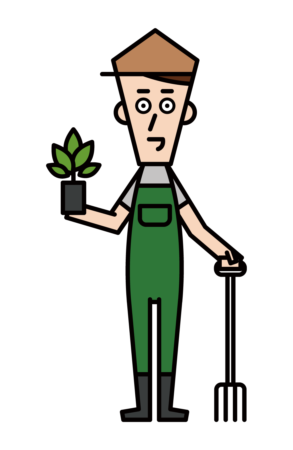 Illustration of gardener and garden designer (male)