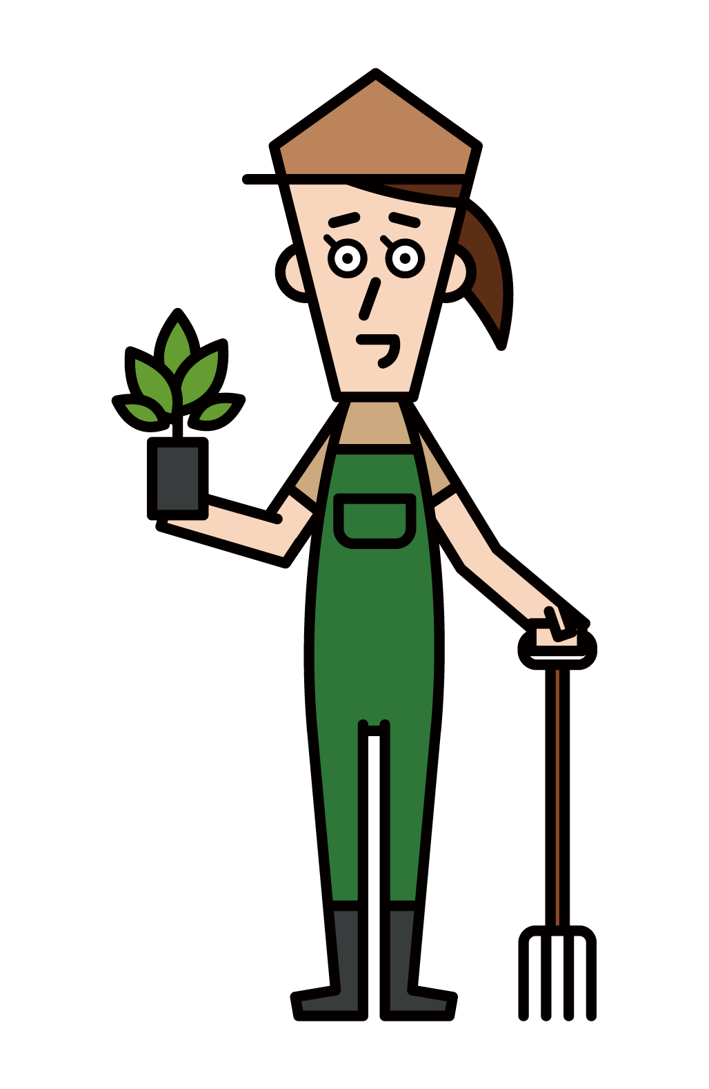 Illustration of gardener and garden designer (female)