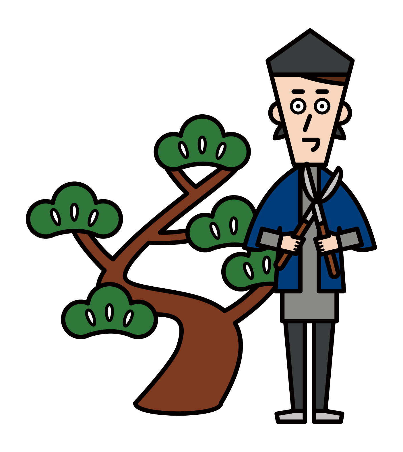 Illustration of gardener and garden designer (male)