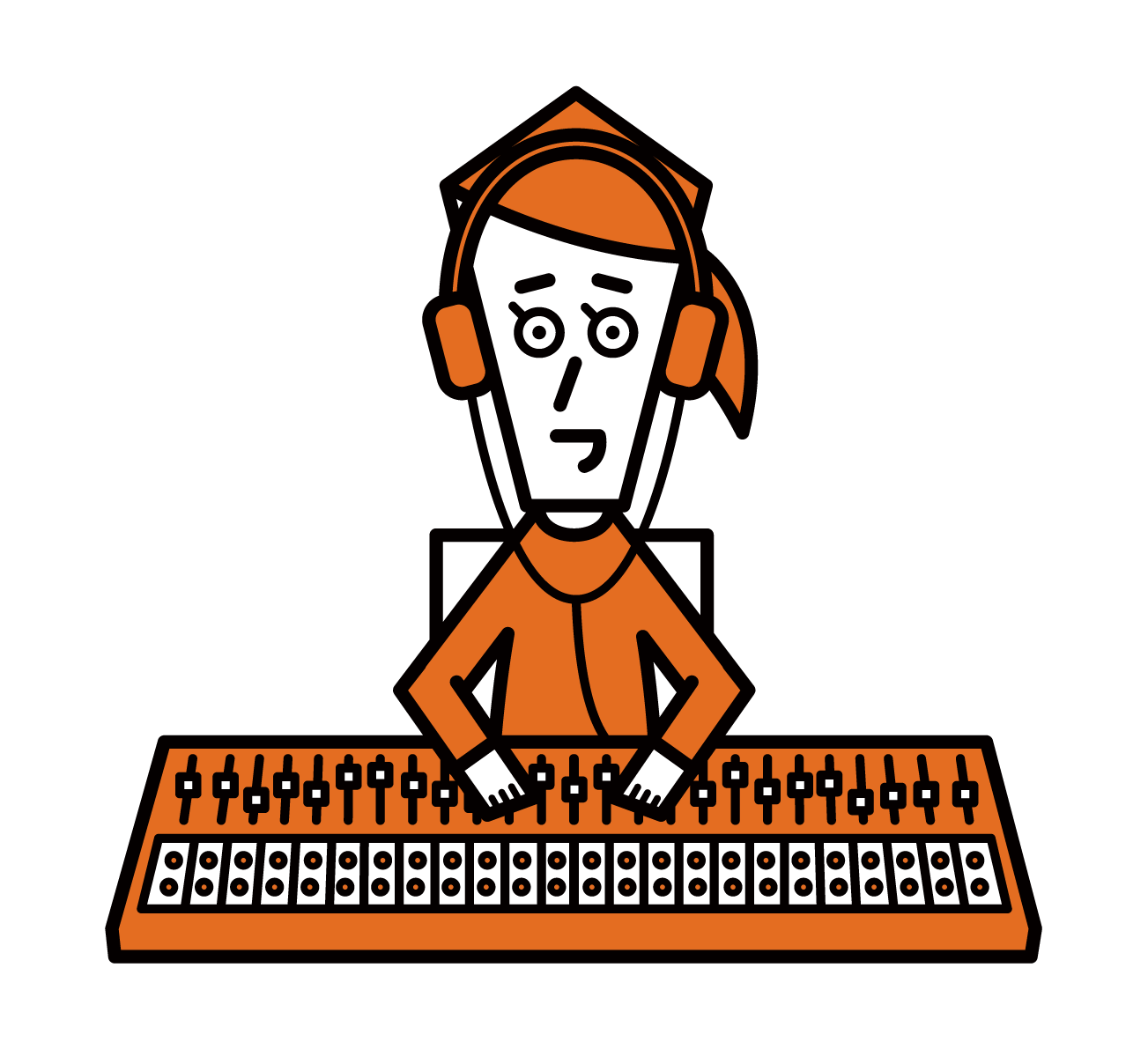 Illustration of PA Engineer, Recording Engineer, Music Producer (Female)