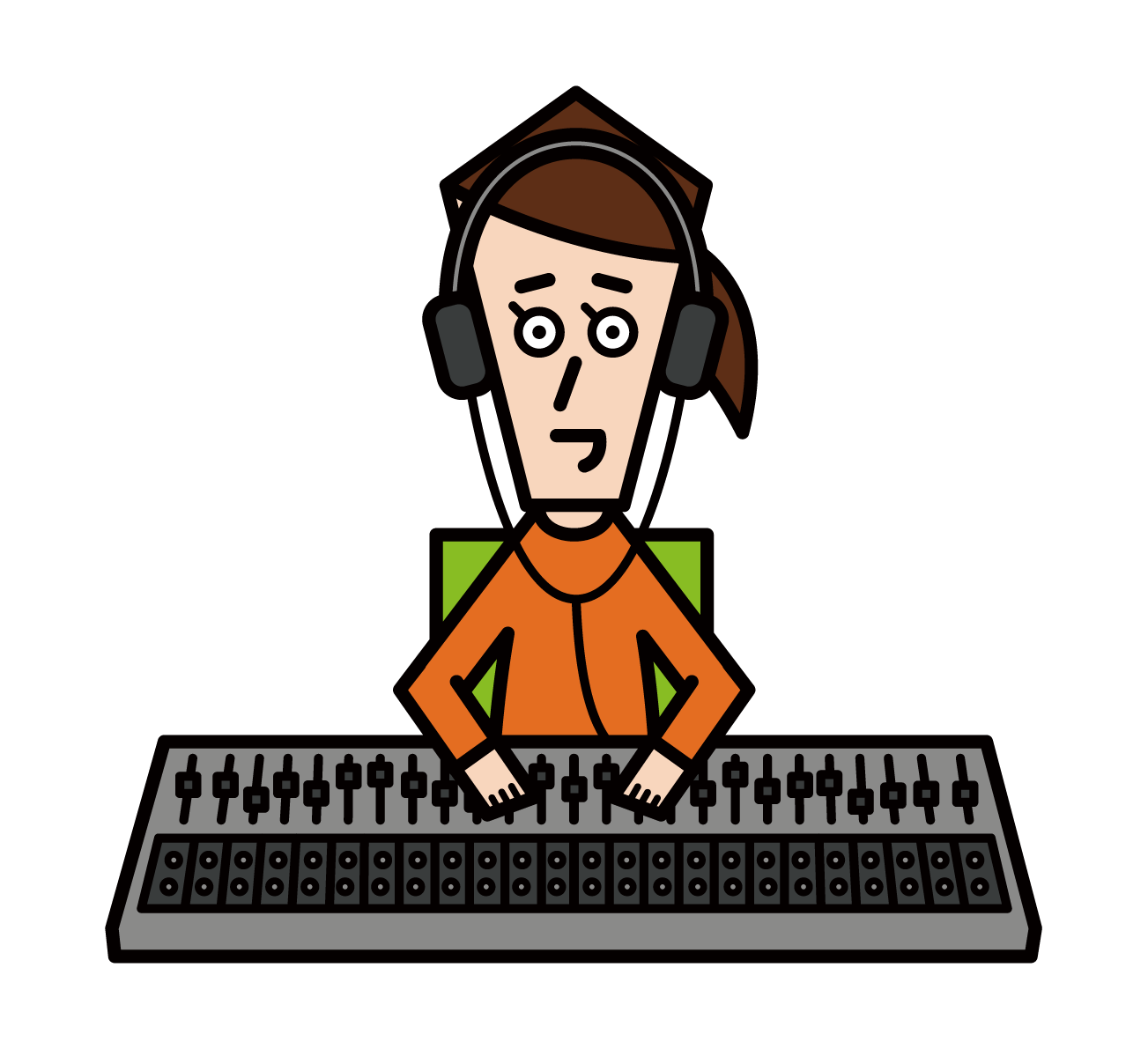 Illustration of PA Engineer, Recording Engineer, Music Producer (Male)