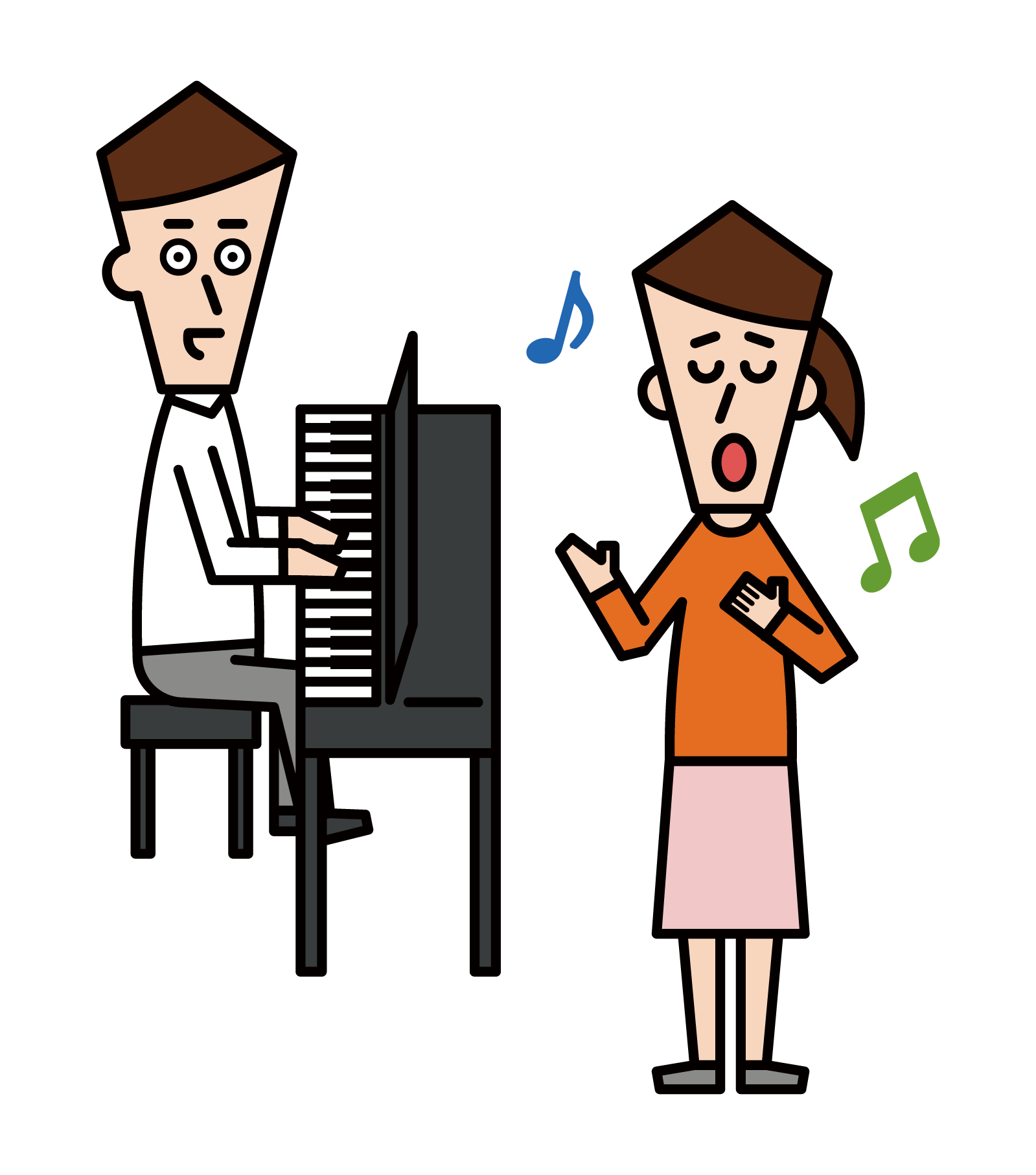 Illustration of a woman playing a keyboard synthesizer