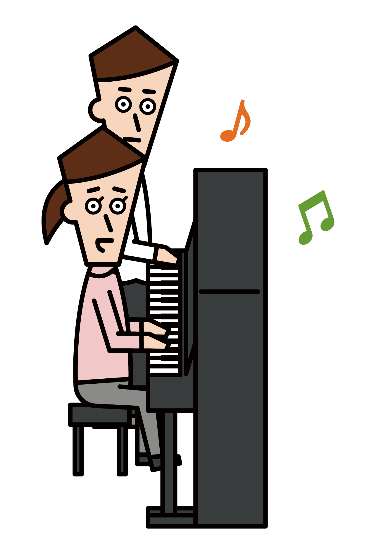 Illustration of a piano instructor (male)