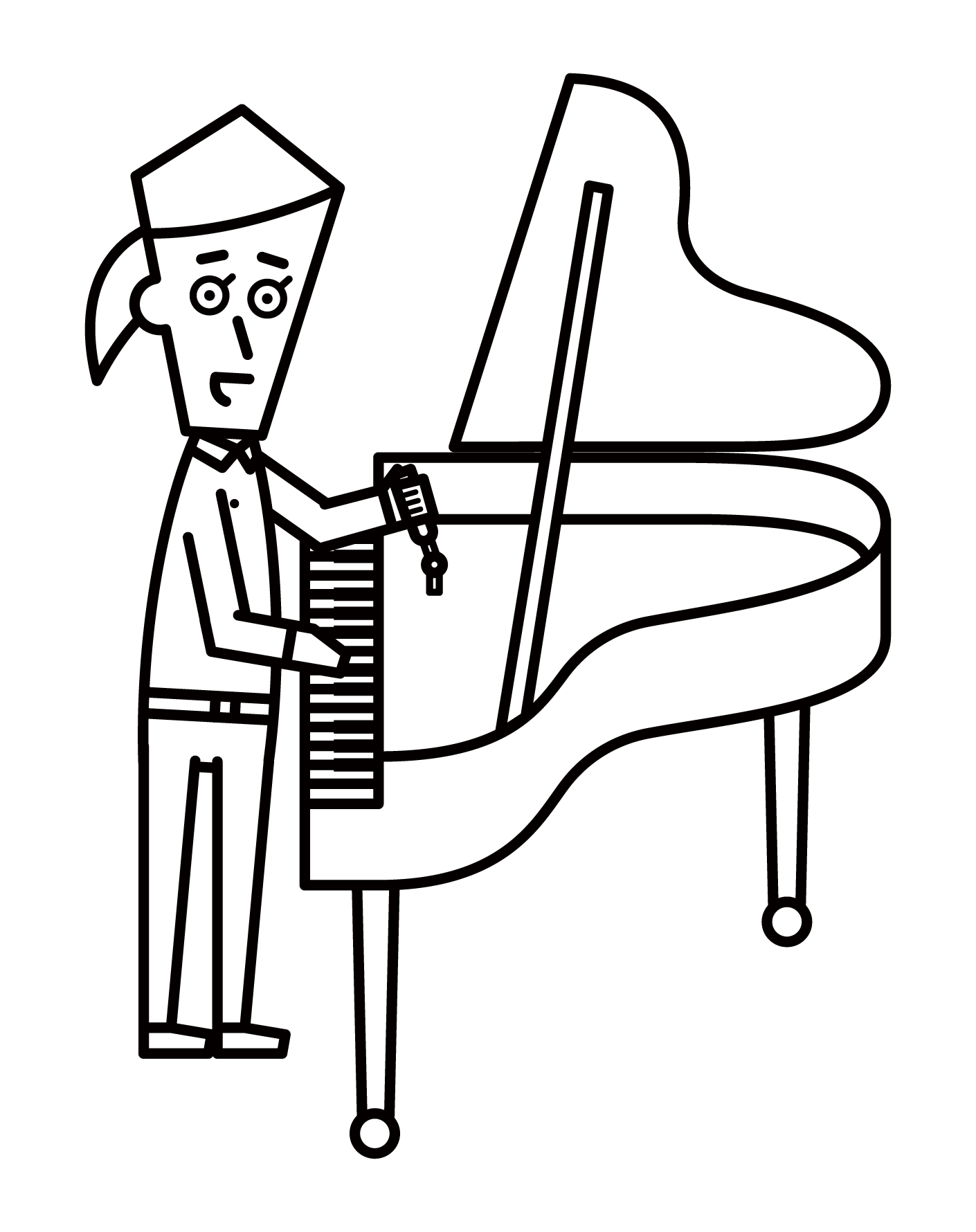 Illustration of a piano tuner (female)