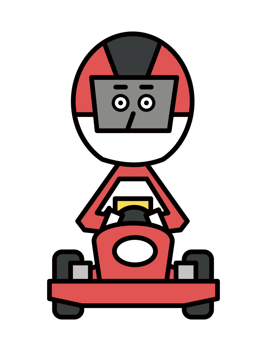 Illustration of a male athlete in a racing kart