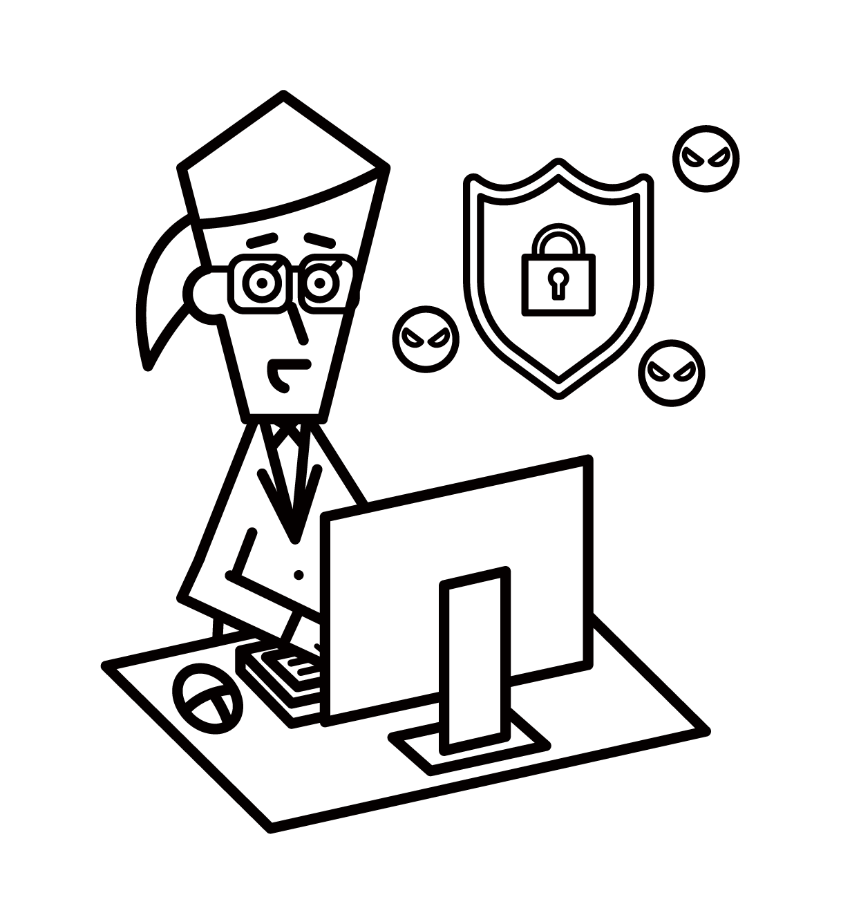 Illustration of a security engineer (woman)