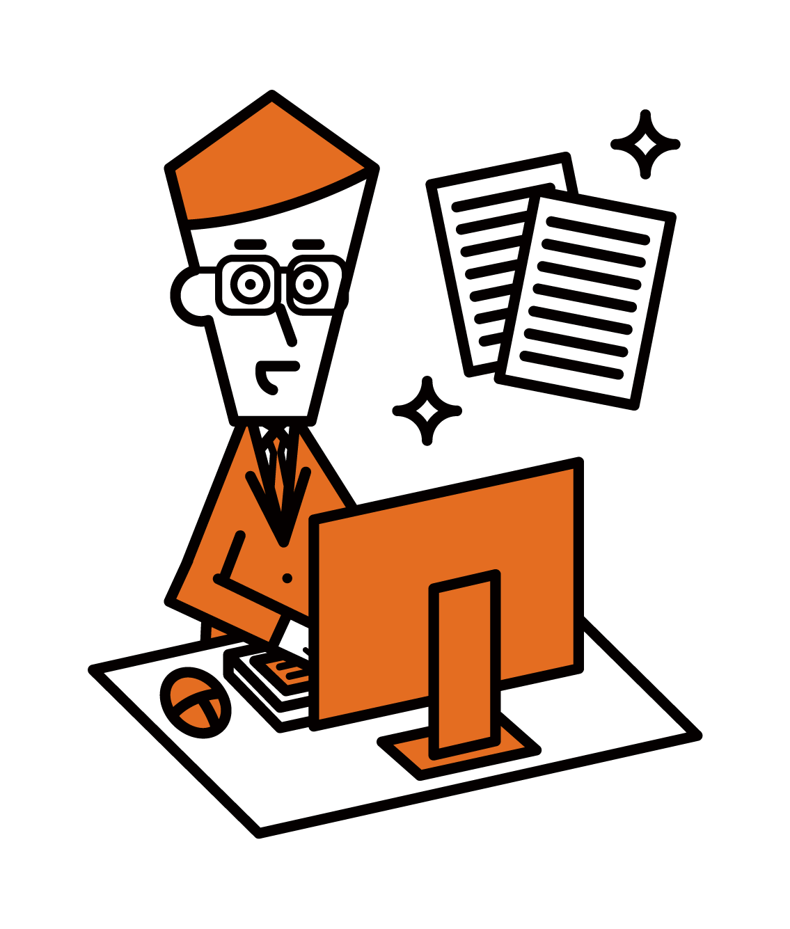 Illustration of social insurance laborer, judicial scrivener, administrative scrivener (male)