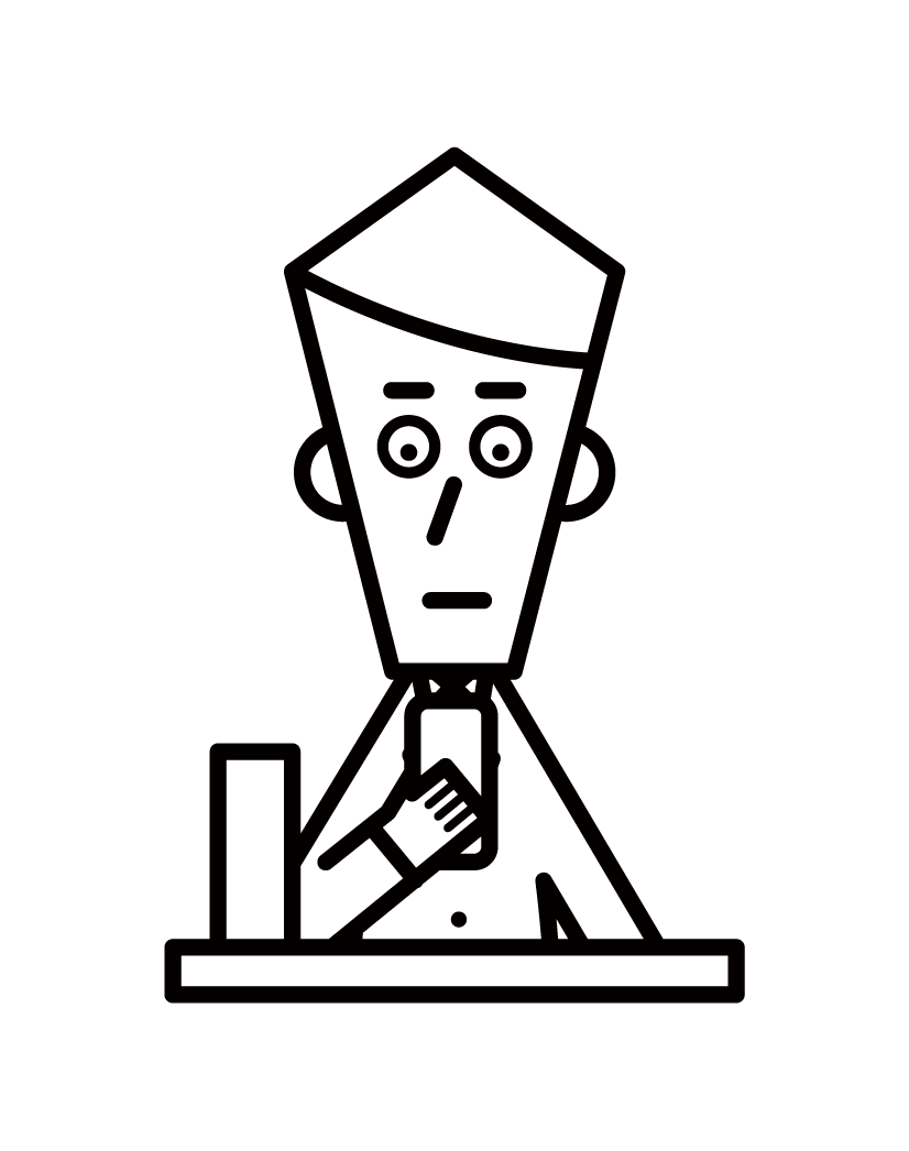 Illustration of a member of the Diet (male) operating a smartphone