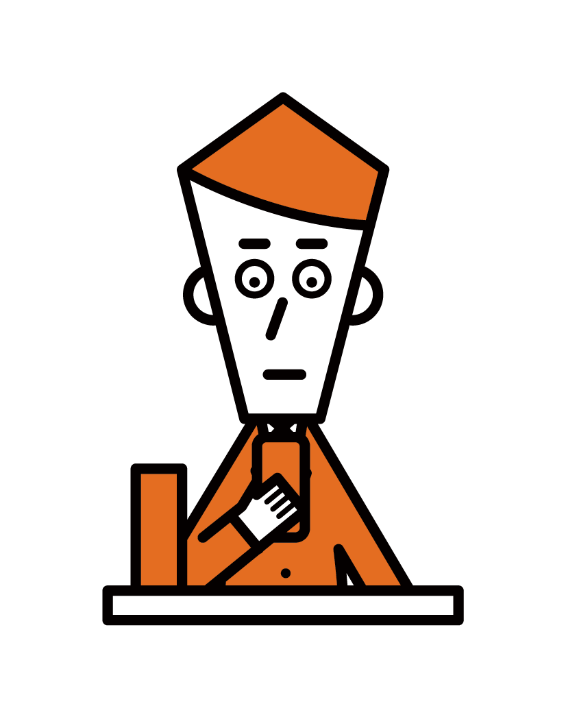 Illustration of a member of the Diet (male) operating a smartphone