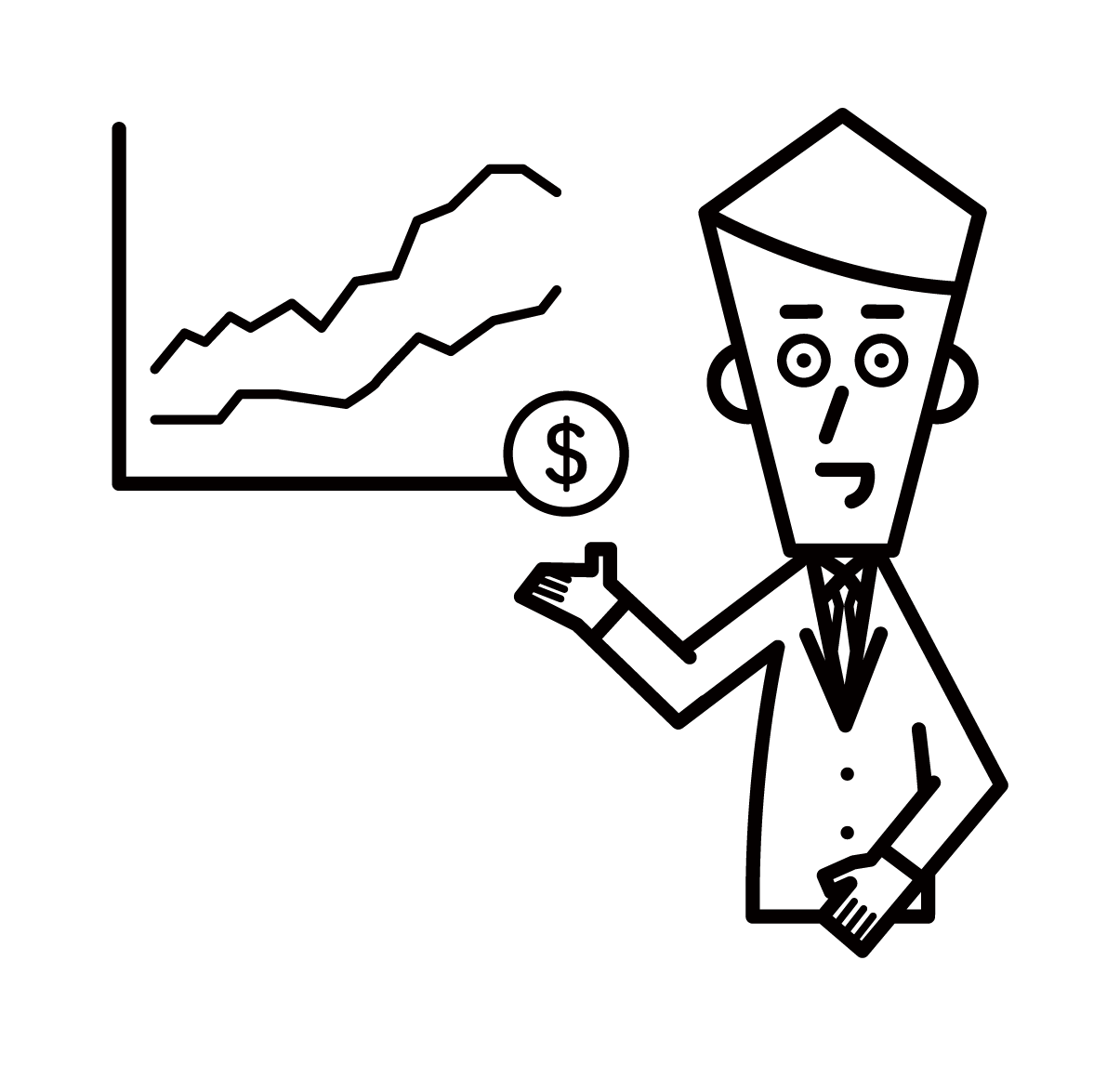 證券分析師、基金經理和證券公司（男性）插圖
