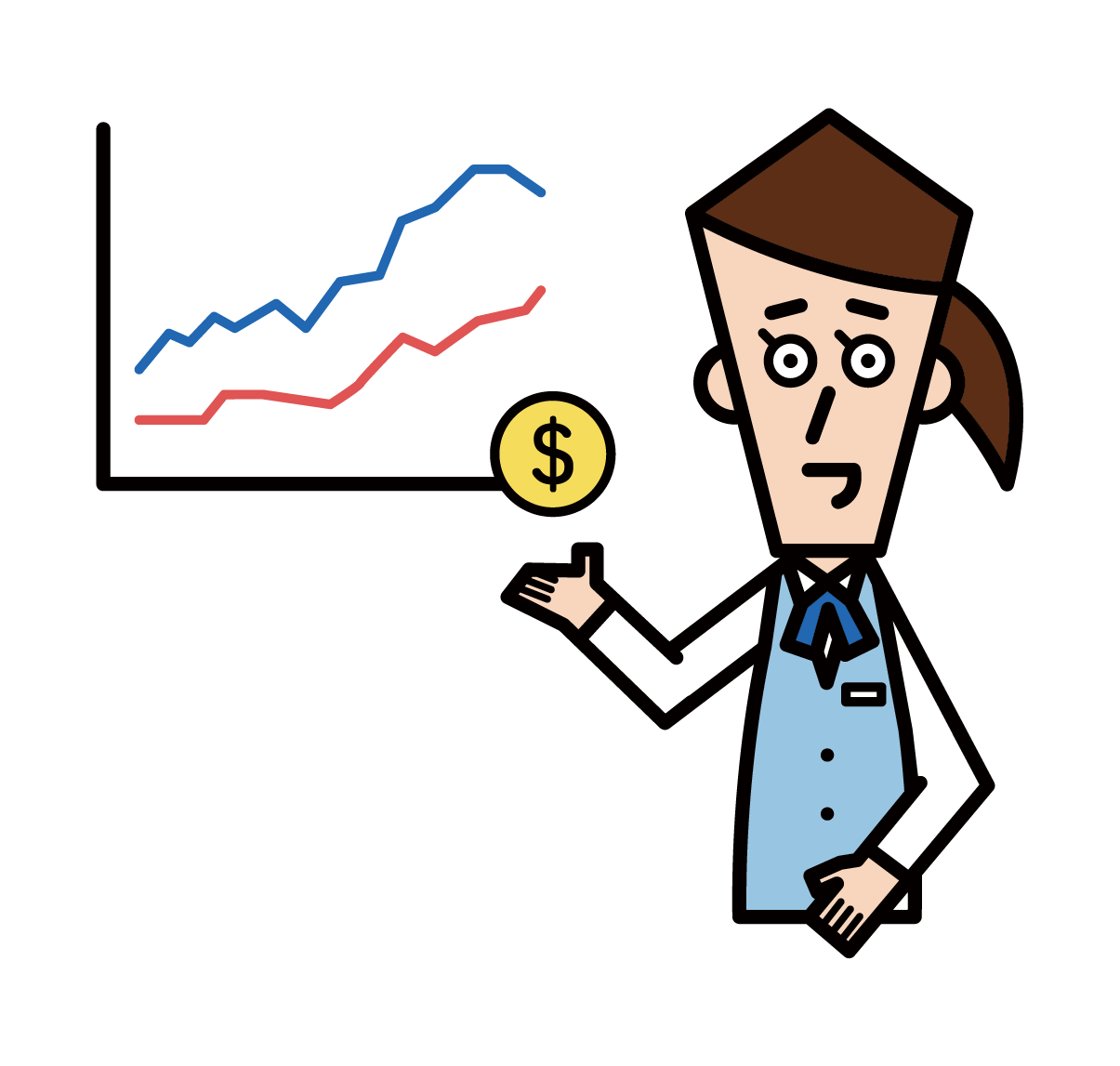 證券分析師、基金經理和證券公司（男性）插圖
