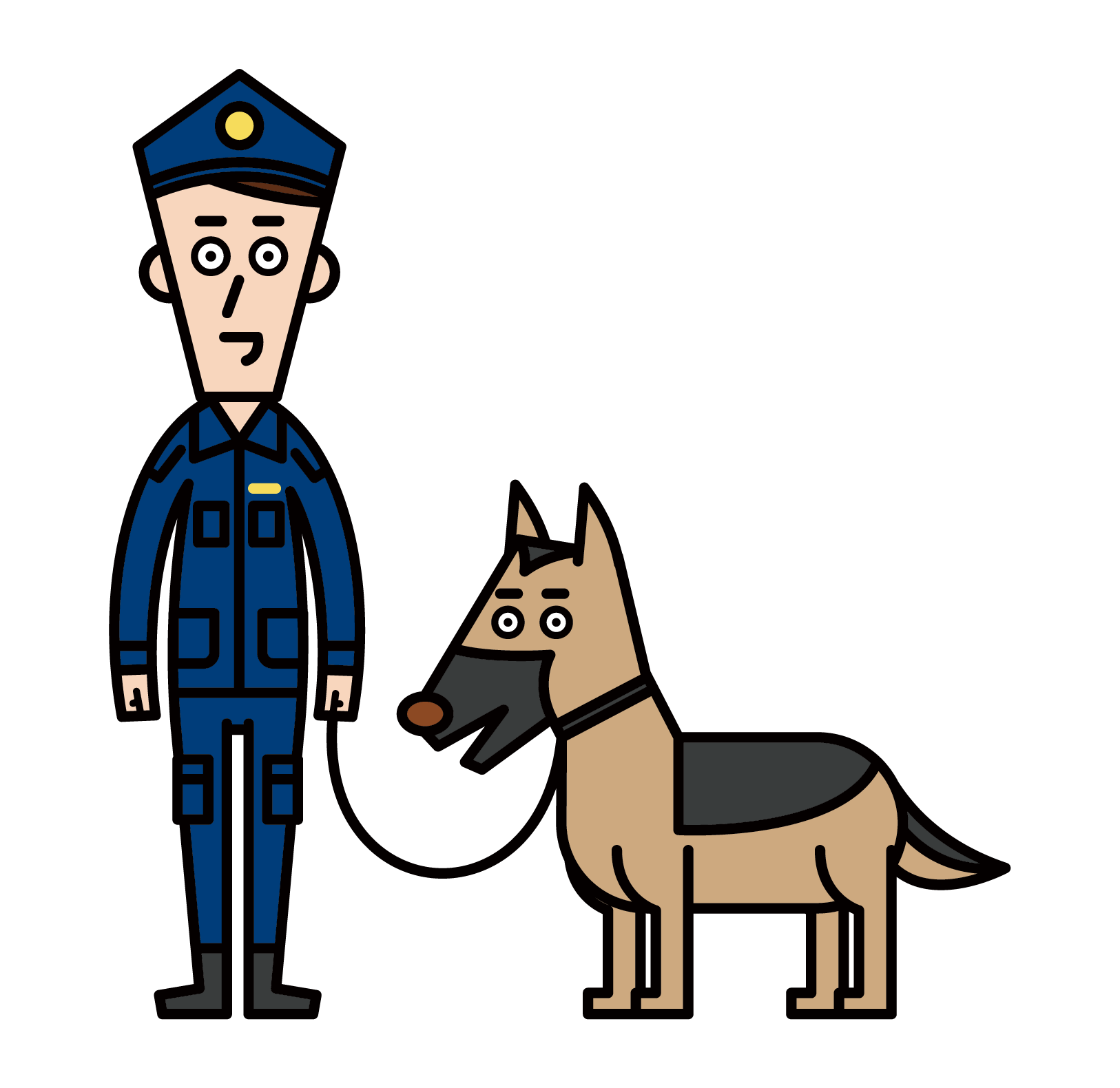 緝毒員警和警犬（男性）插圖