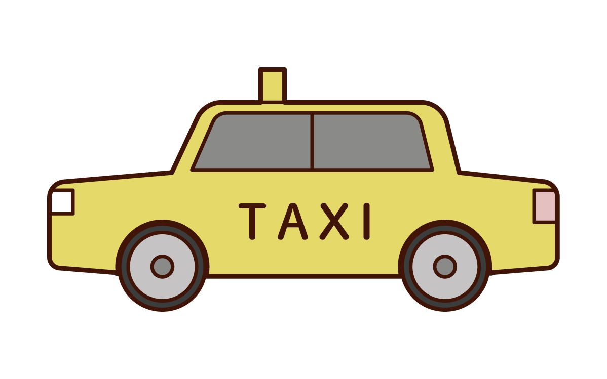 Illustration of a taxi seen from the side