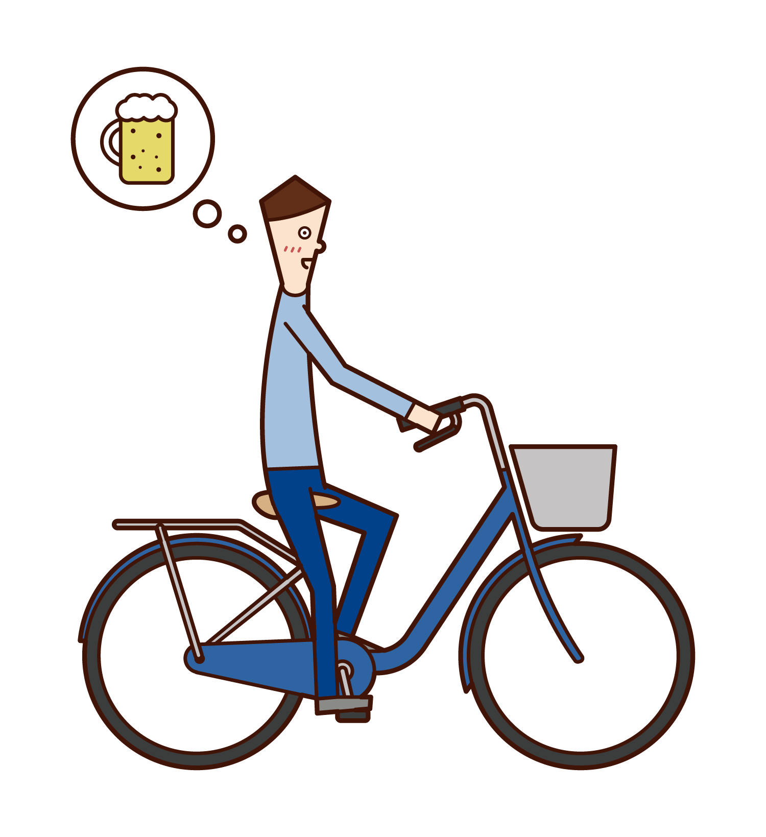 騎自行車酒後駕車的人(男性)的插圖