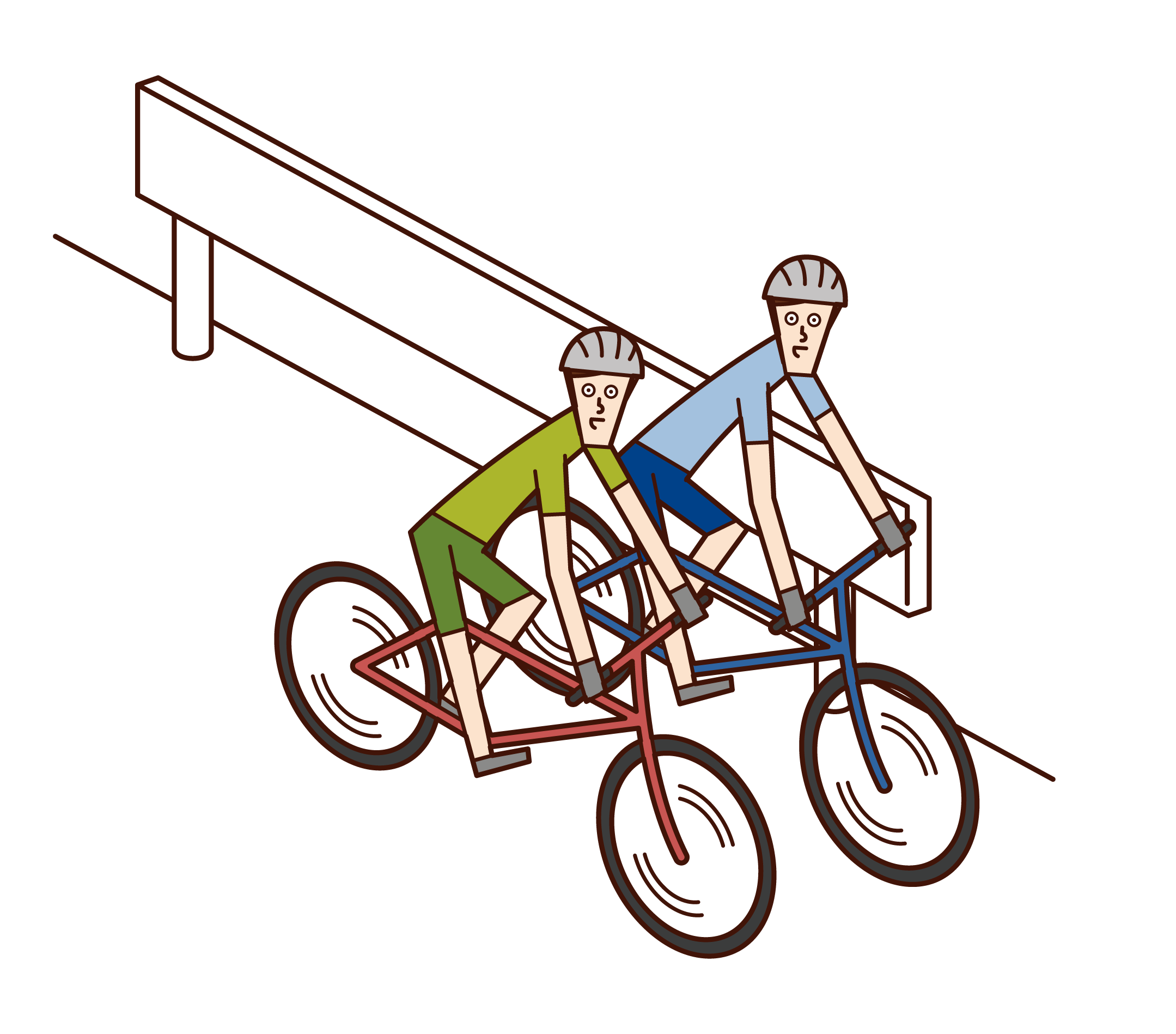 아이 시트에 아이와 함께 자전거를 타는 여성의 그림