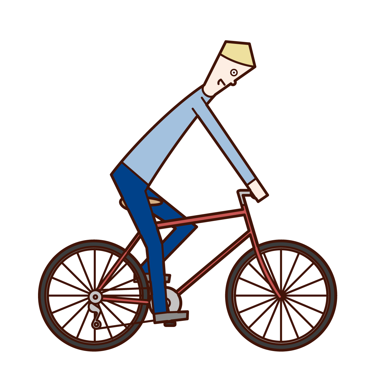 從側面看騎自行車(男性)的插圖