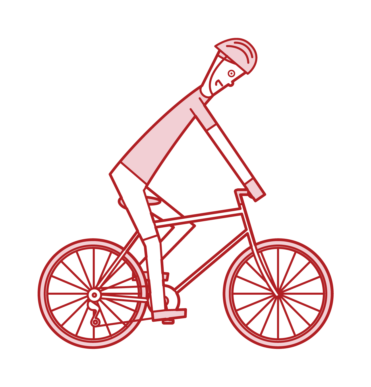 從側面看騎自行車(男性)的插圖