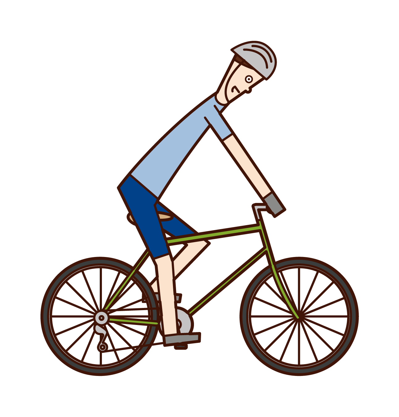 横から見た自転車乗り（男性）のイラスト