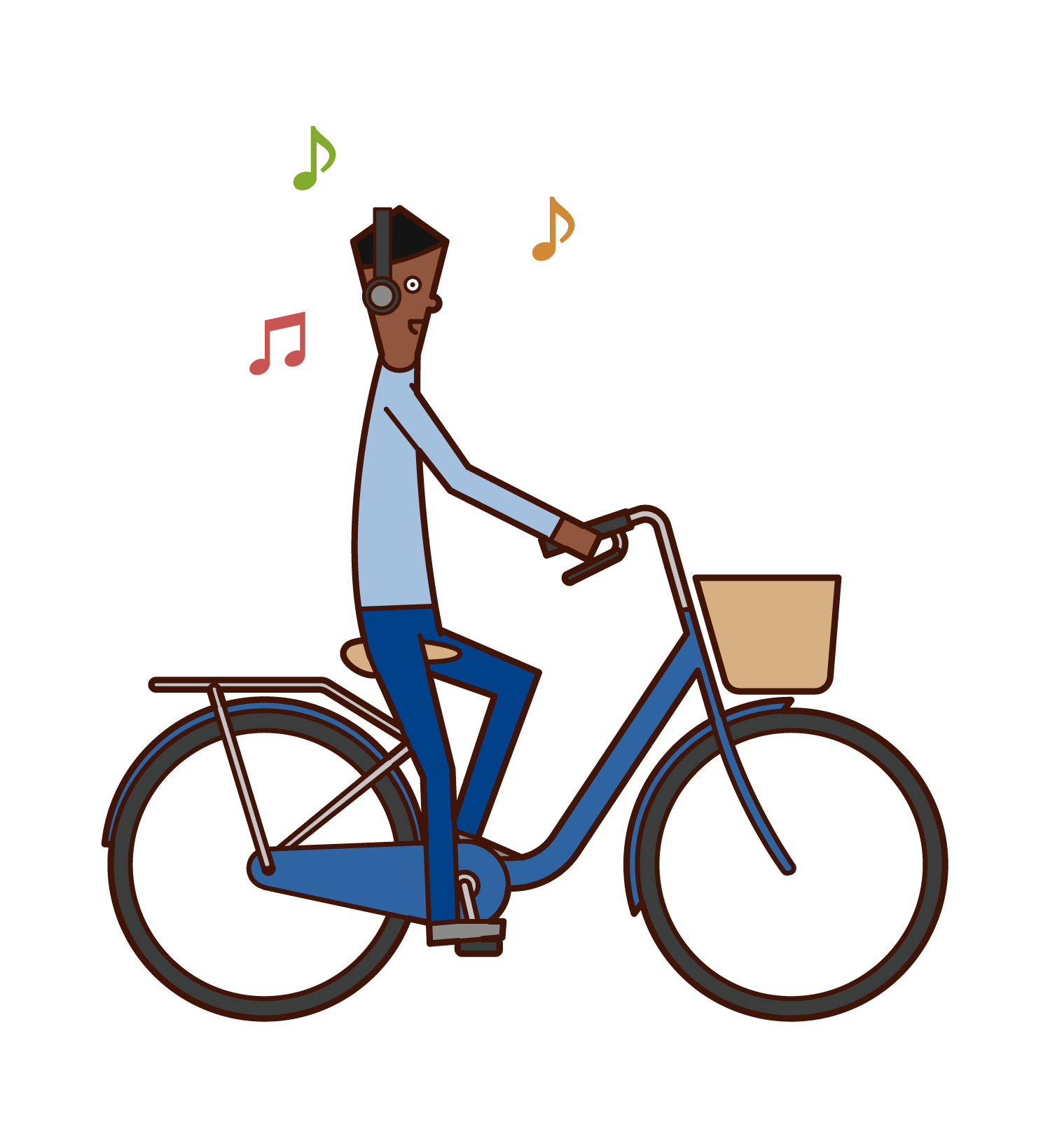 不聽音樂但騎自行車的人(男性)的插圖