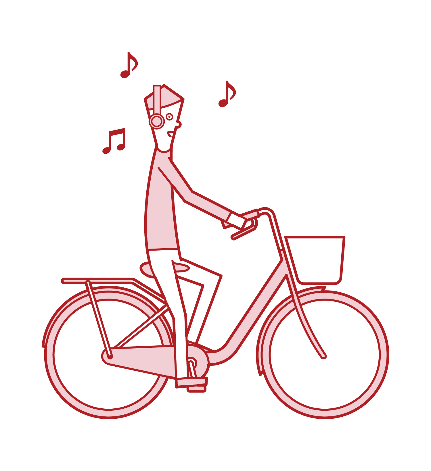 不聽音樂但騎自行車的人(男性)的插圖