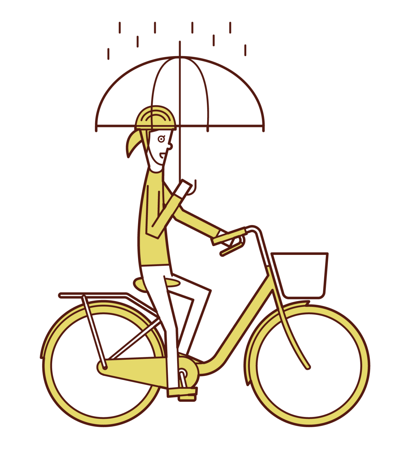 自転車 傘 イラスト