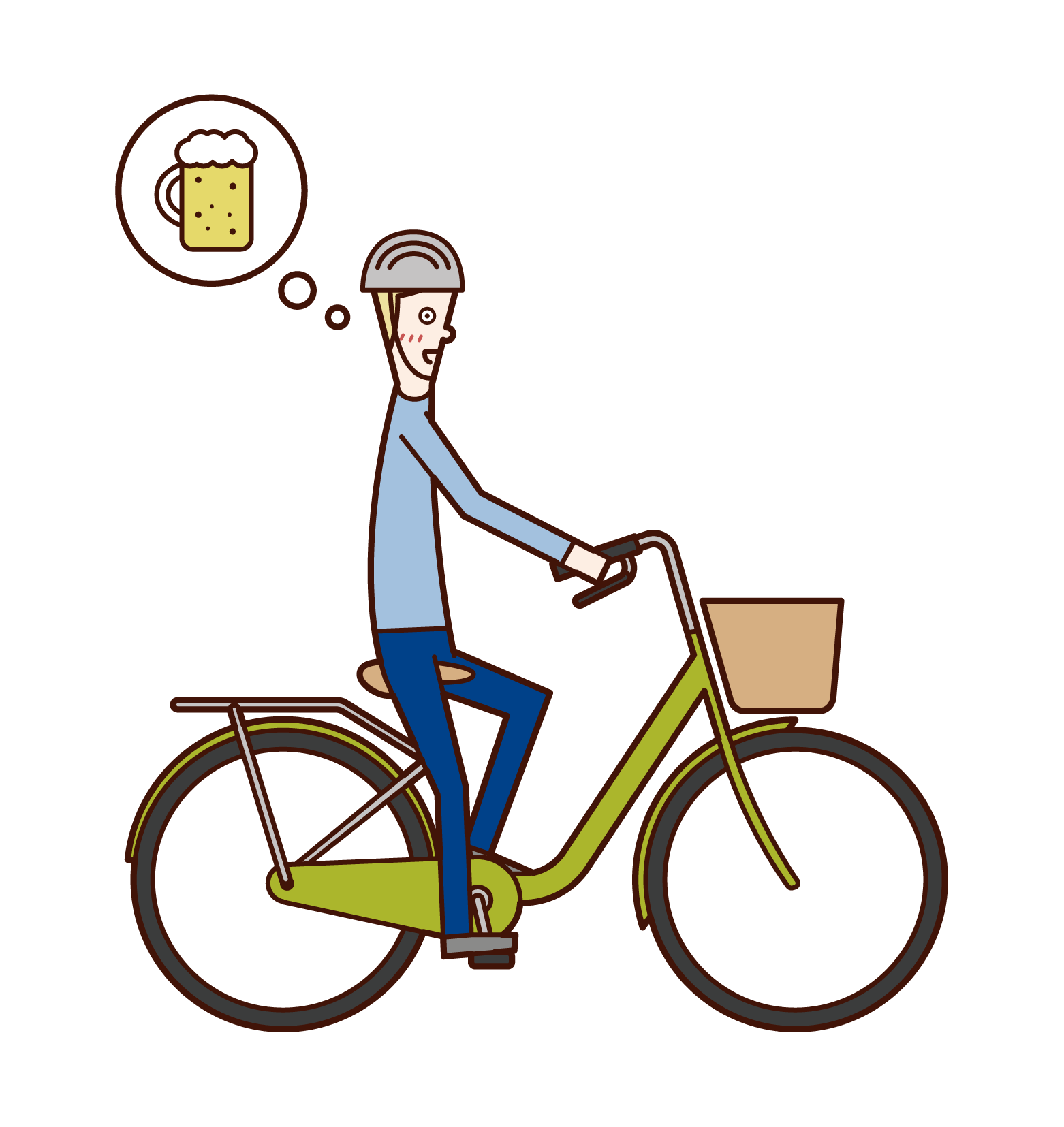 騎自行車酒後駕車的人(男性)的插圖