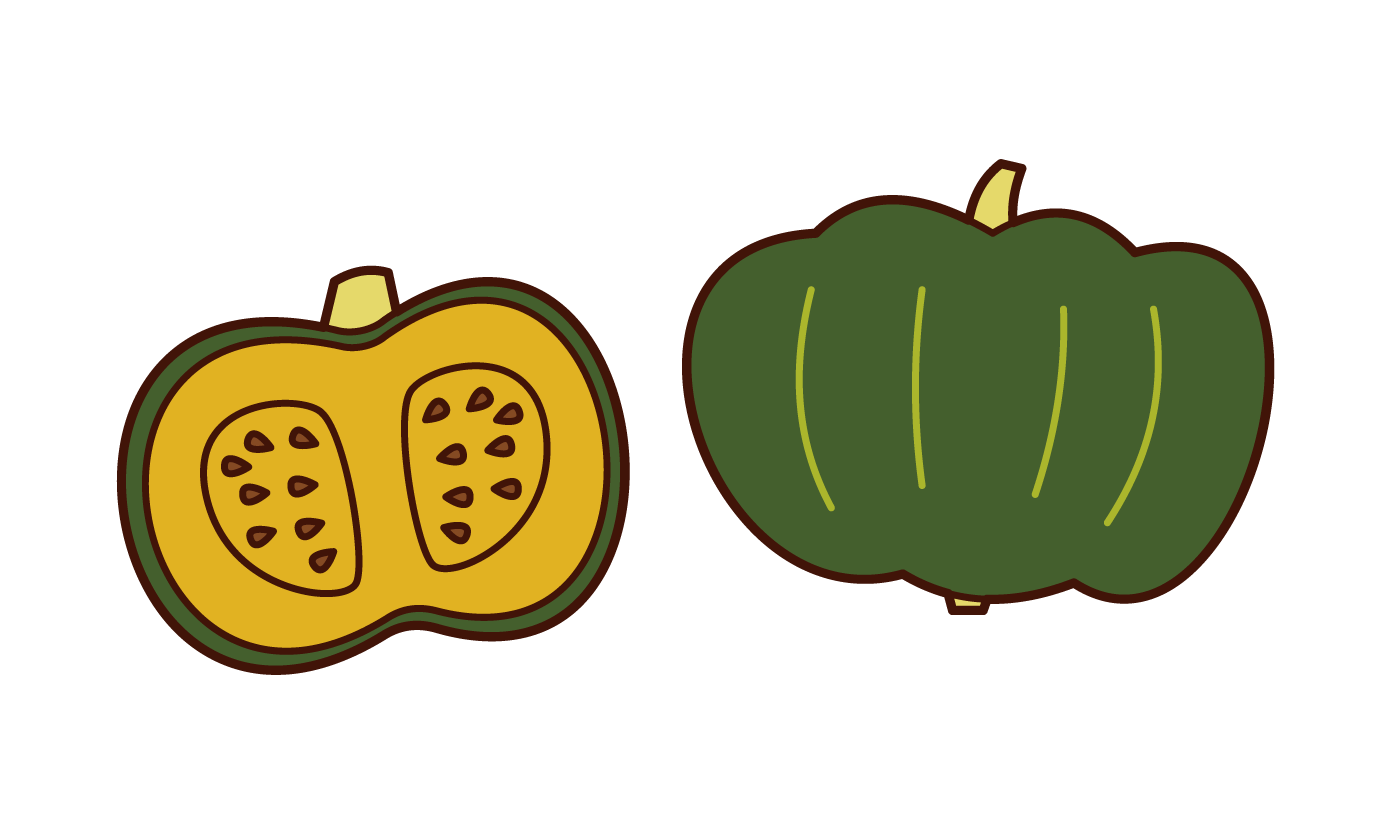 Illustrations of pumpkins and pumpkins