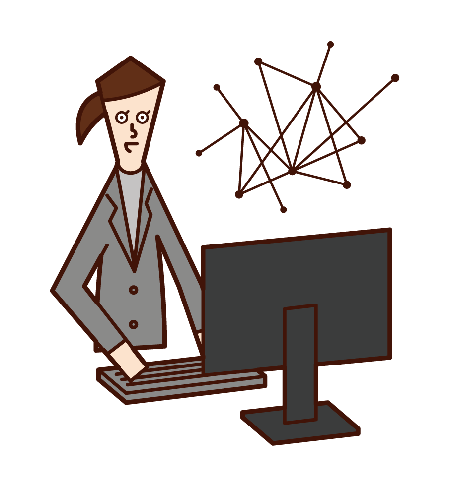 ネットワークエンジニア システムエンジニア 女性 のイラスト フリーイラスト素材集 Kukukeke