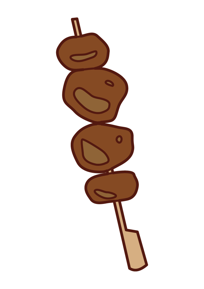 Illustration of shiitake mushroom skewers