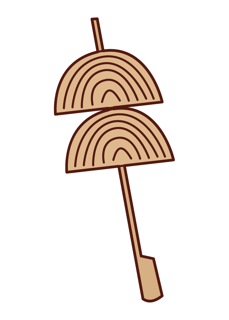 Illustration of shiitake mushroom skewers
