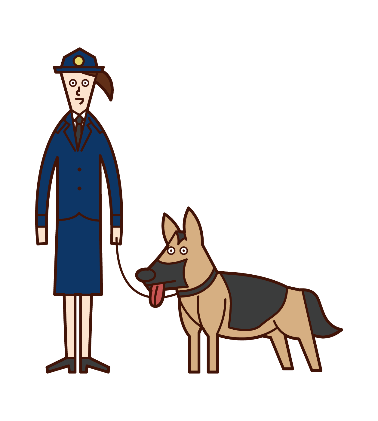 麻薬取締官と警察犬 女性 のイラスト フリーイラスト素材 Kukukeke ククケケ