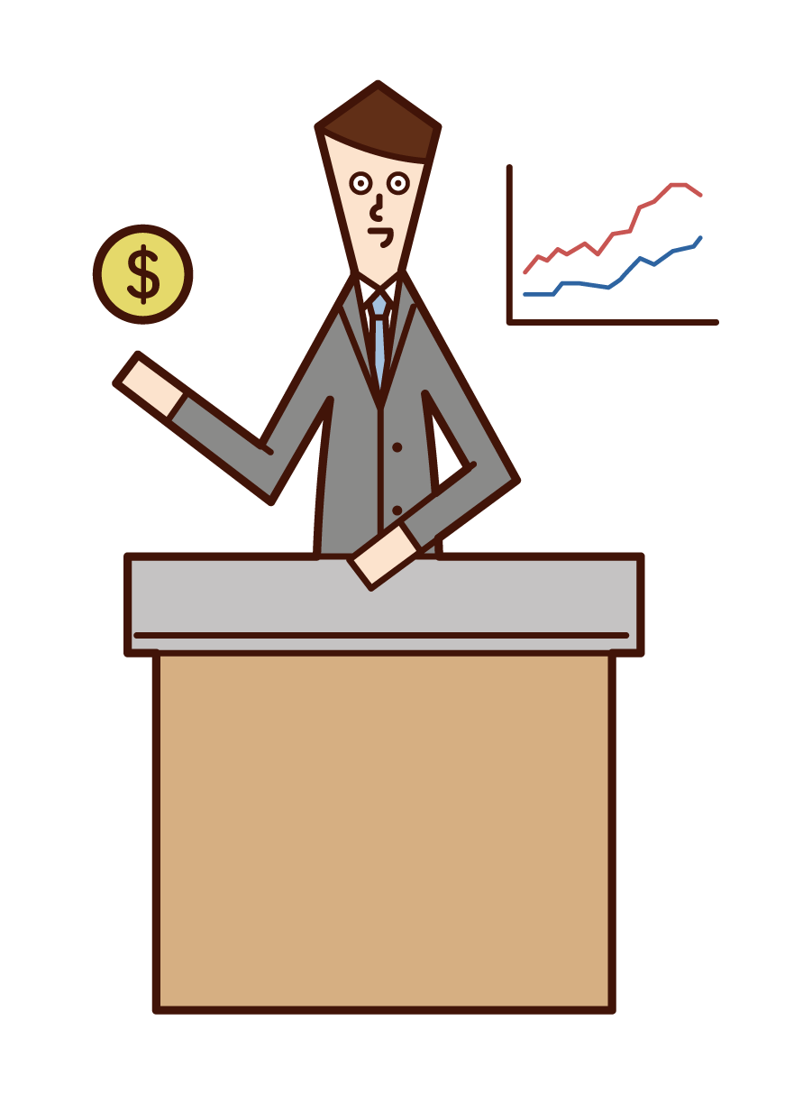 證券分析師、基金經理和交易者（男性）插圖