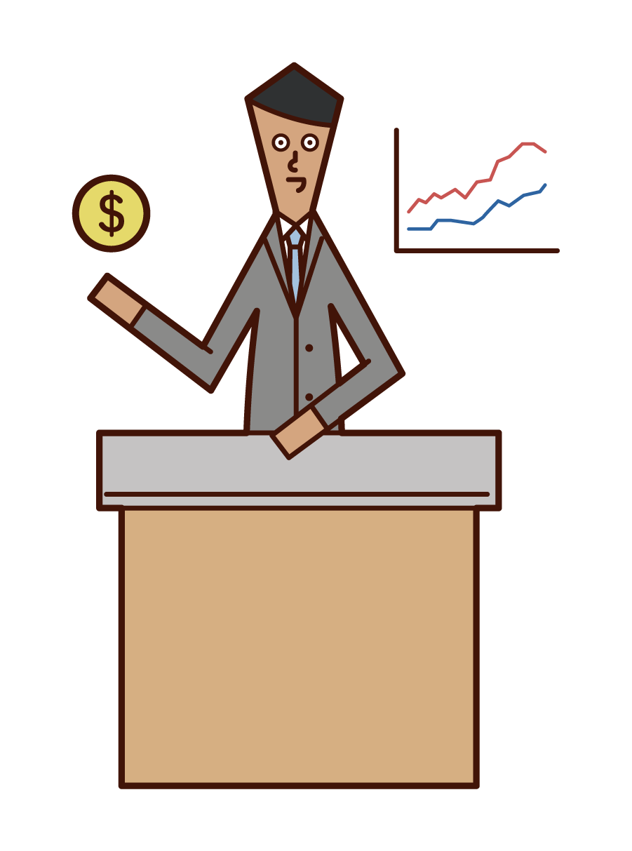 證券分析師、基金經理和交易者（男性）插圖