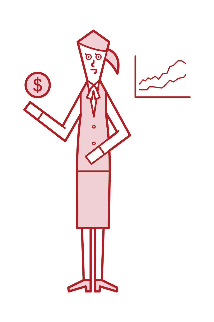 證券分析師、基金經理和證券公司（女性）插圖