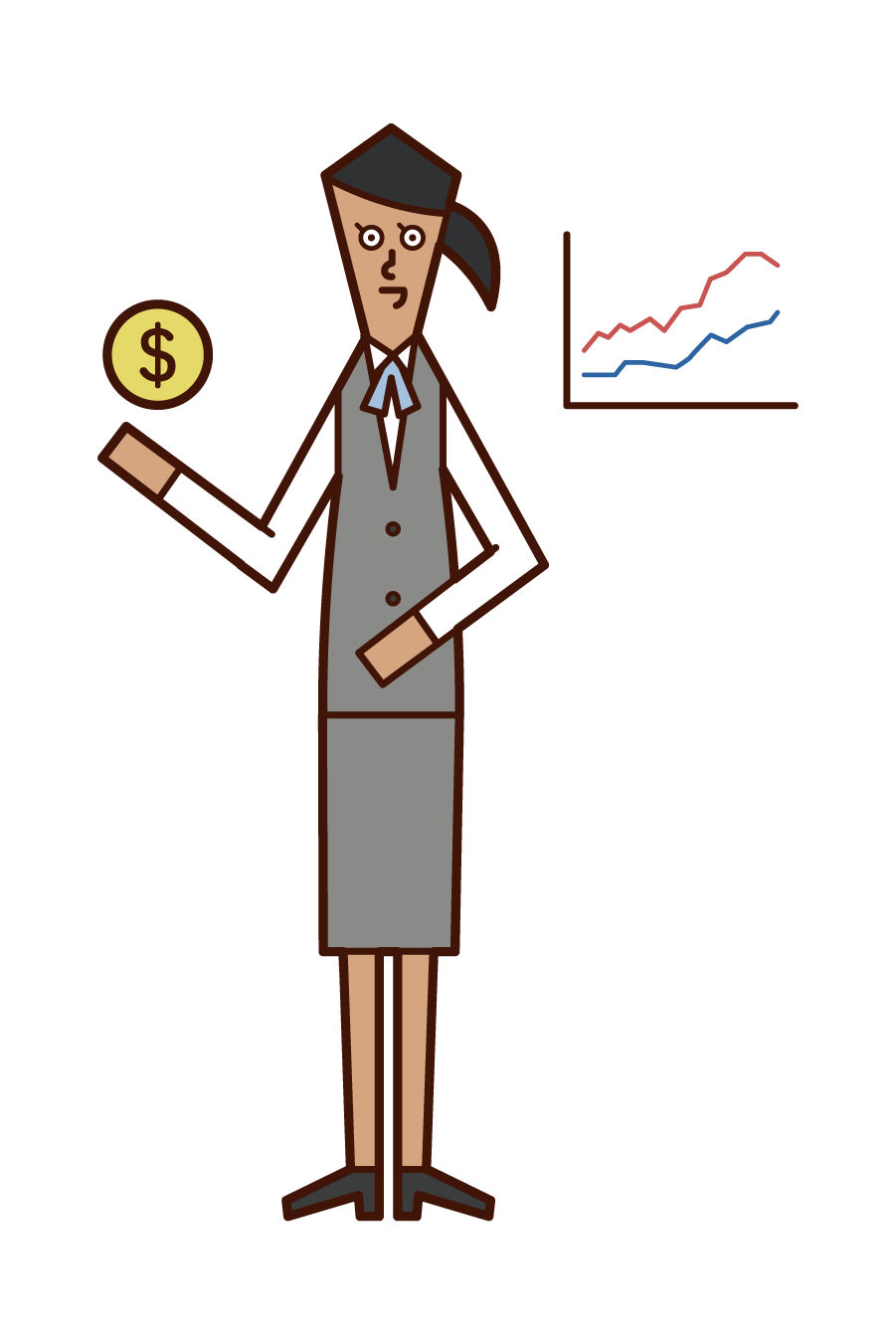 證券分析師、基金經理和證券公司（女性）插圖