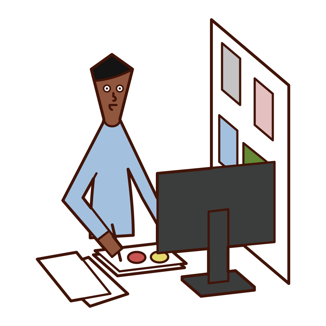 アニメーター 男性 のイラスト フリーイラスト素材 Kukukeke ククケケ