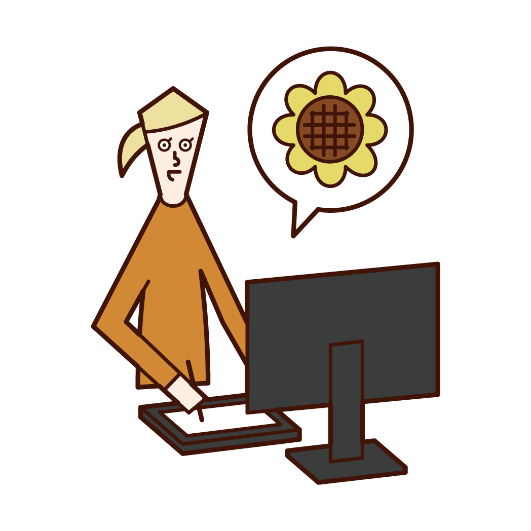 グラフィックデザイナー イラストレーター 女性 のイラスト フリーイラスト素材 Kukukeke ククケケ