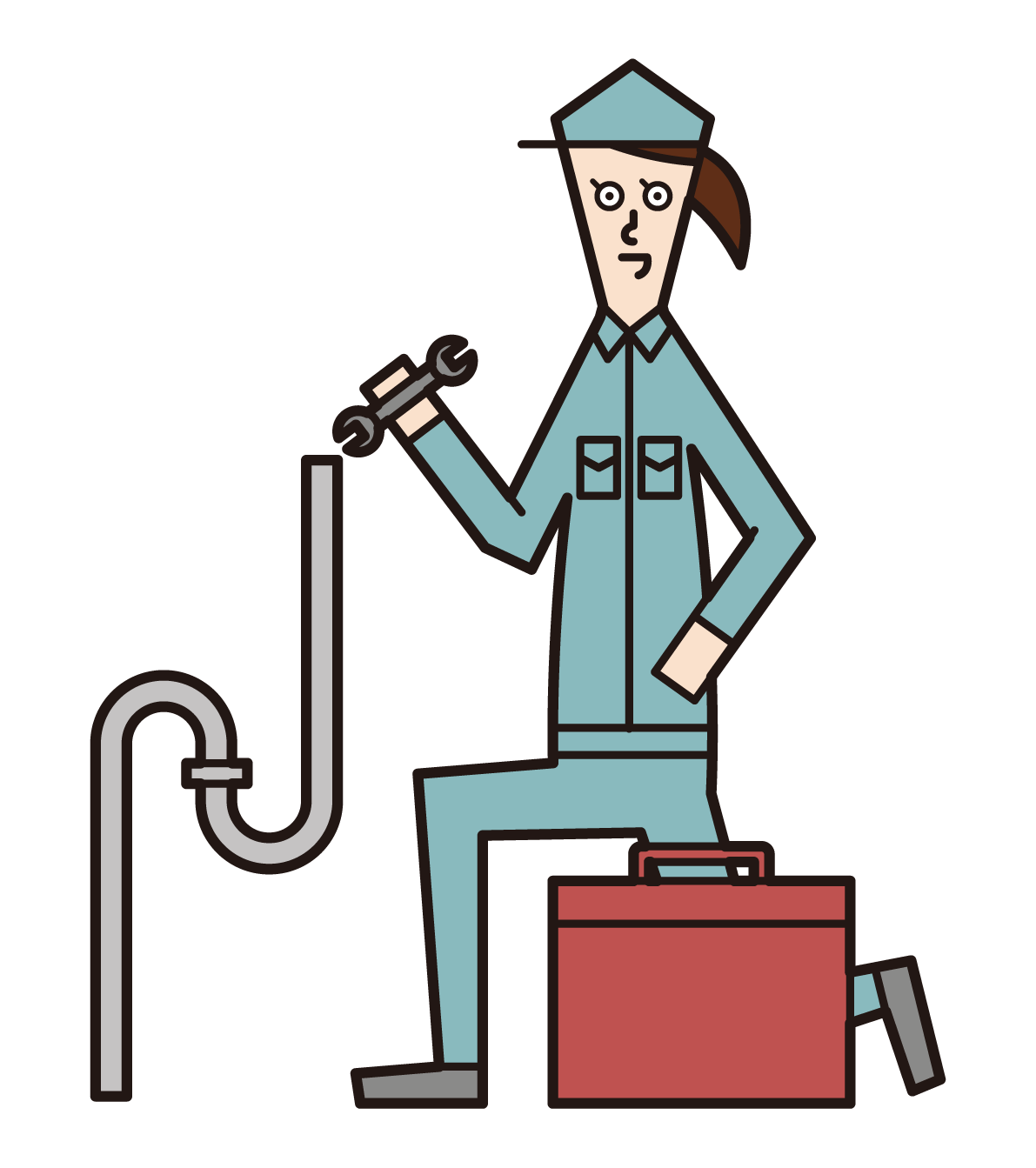 Illustration of a plumber (female)