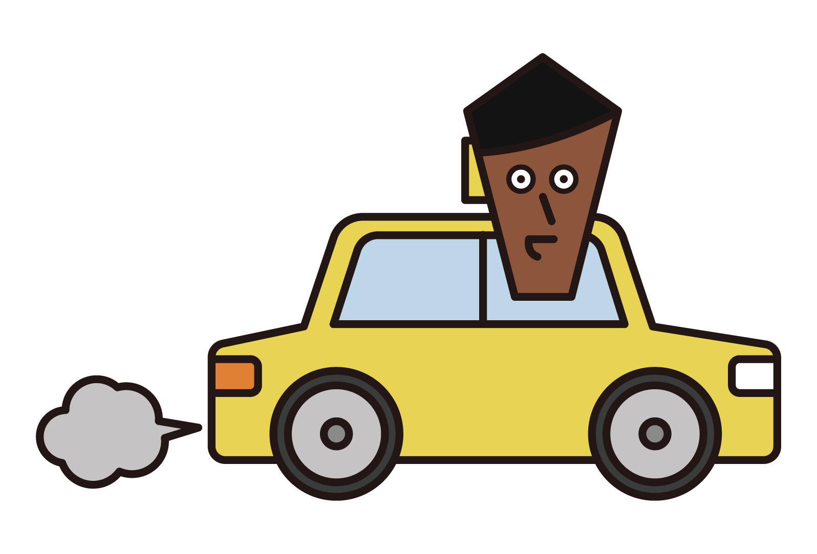 Illustration of a taxi driver (male) seen from the side