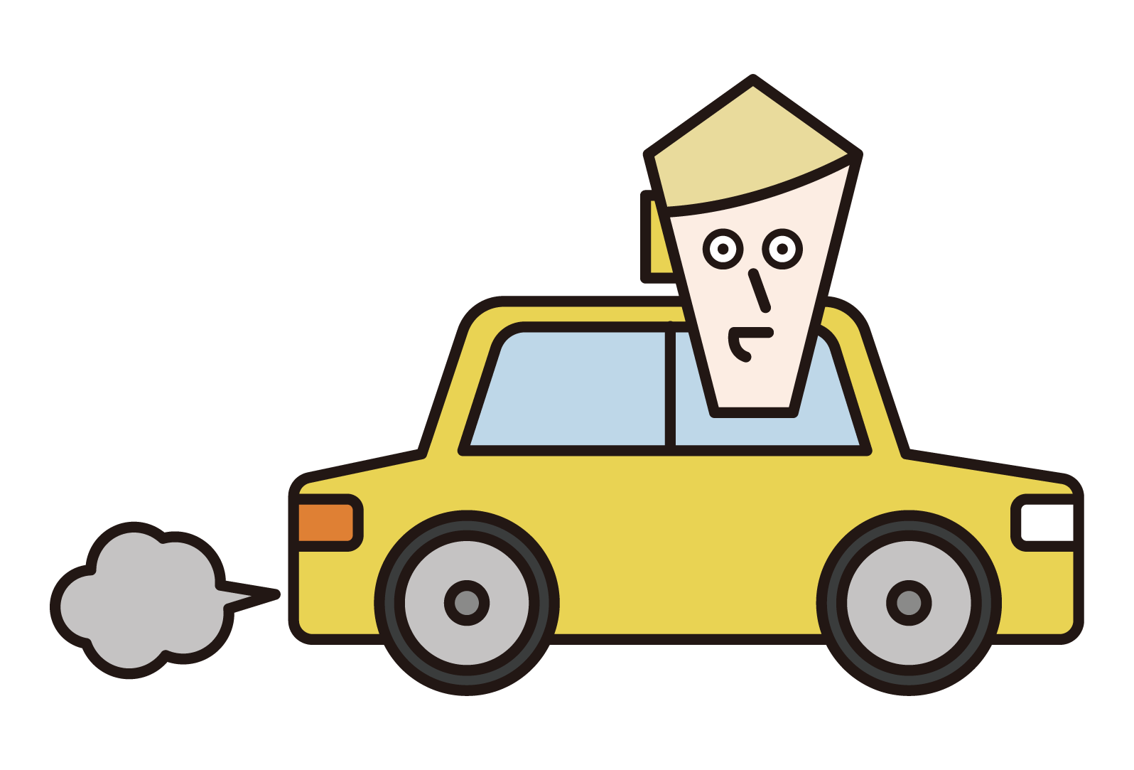 Illustration of a taxi driver (male) seen from the side