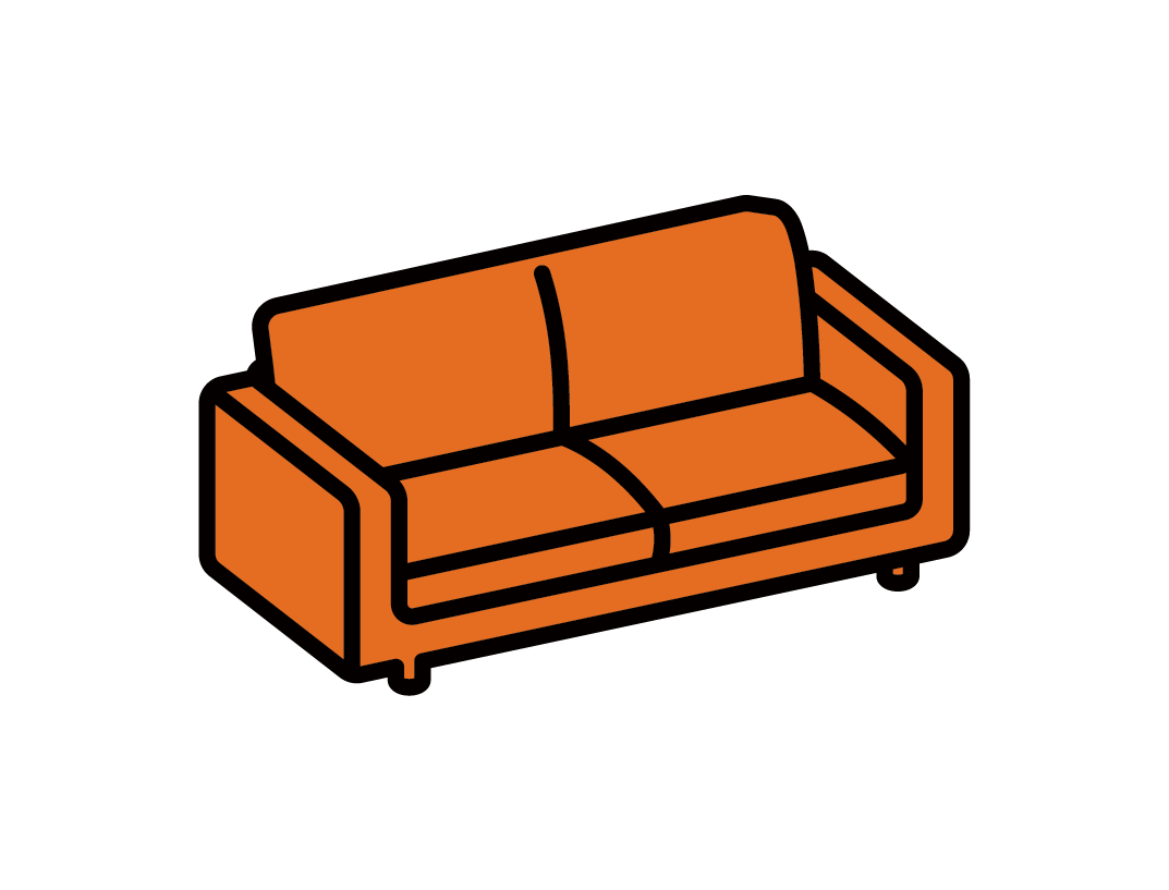 Illustration of two-seat sofa