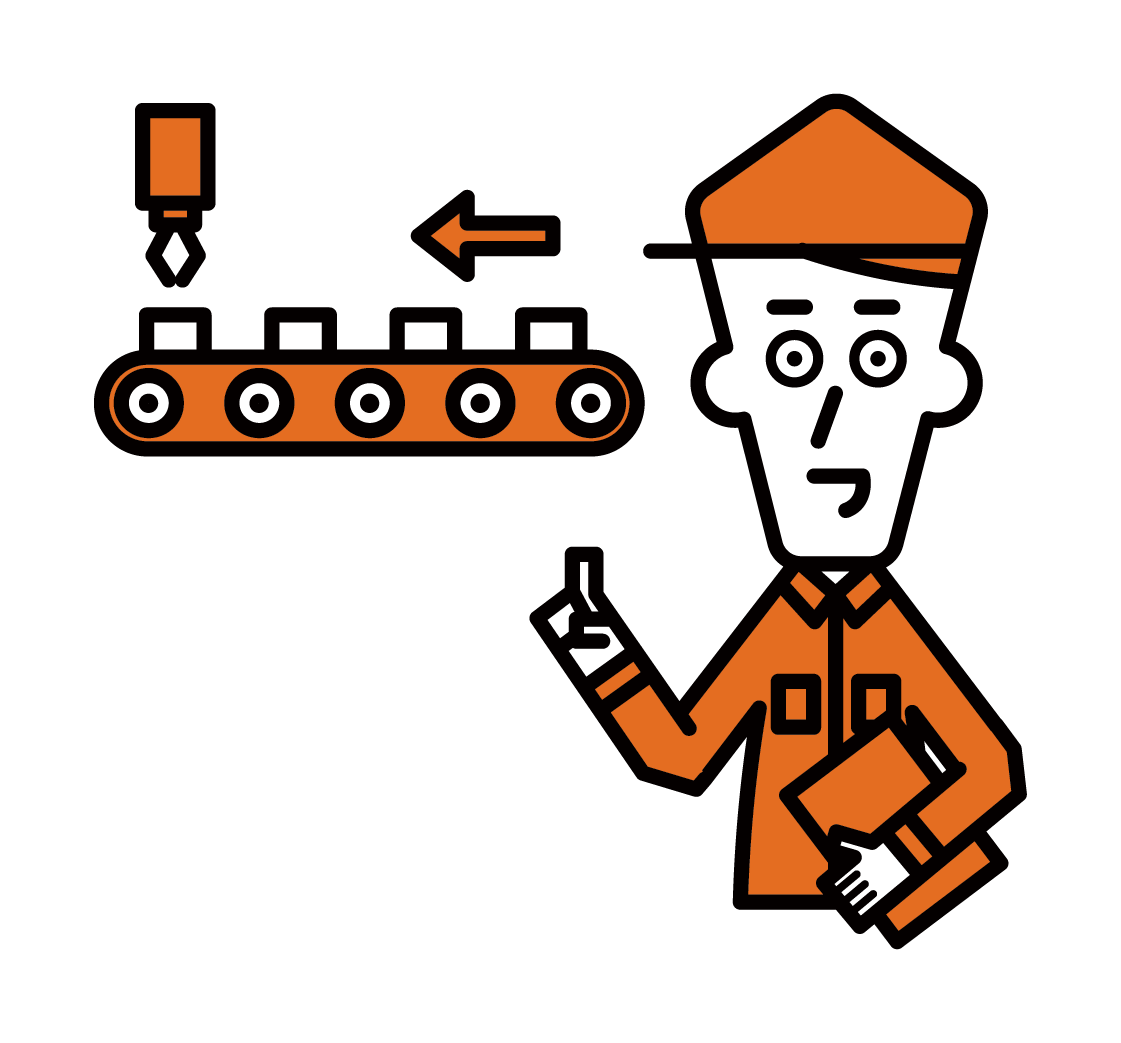Illustration of a man in charge of production management and production technology